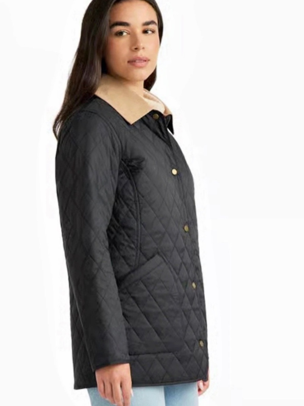 Hunter Women's Quilted Jacket in Black & Brown - Picture 4 of 6
